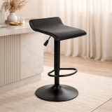 Scaun de bucatarie/bar, Artool, Fort, rotativ, piele ecologica neagra, picior metal negru, 38x39x84 cm