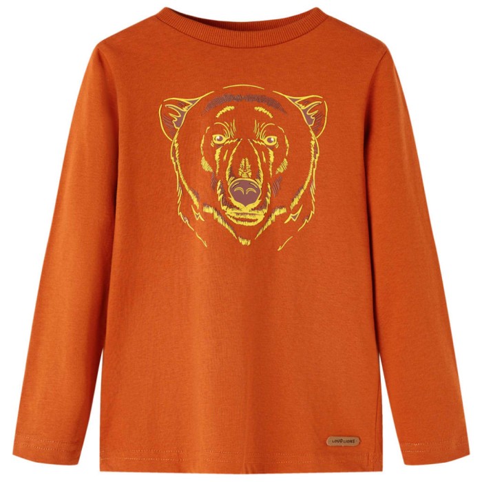Tricou pentru copii cu m&acirc;neci lungi, ruginiu deschis, 128