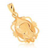 Pandantiv din aur galben 9K - medalion cu Fecioara Maria &icirc;n cadru ornamental