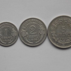 LOT 3 MONEDE 1,2,5 FRANCS 1946 FRANTA