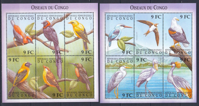 Congo - PASARI din CONGO - 2 BL - MNH