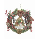 Coronita Craciun Eventissimi, 25 cm, cu casuta din lemn iluminata LED