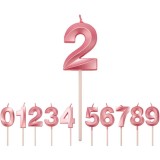 Lumanare Cifra 2, Cyrax, Model Diamond, 5 x 3.4 cm, Roz