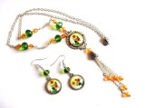 Set bijuterii sticla floarea soarelui 32417