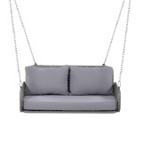 Balansoar dublu din PE-Rattan pentru grădină cu perne lavabile și 2 locuri, Capacitate 320 kg, Gri