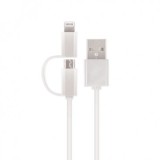 CABLU DE DATE 2 IN 1 SETTY, MICROUSB / LIGHTNING, ALB BLISTER