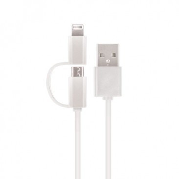 CABLU DE DATE 2 IN 1 SETTY, MICROUSB / LIGHTNING, ALB BLISTER foto