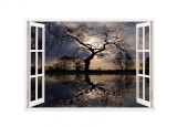 Sticker decorativ, Fereastra 3D, Lac, 85 cm, 252STK, natura si peisaje