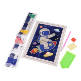 Set creativ copii pictura cu diamante Crisalida, 6 accesorii, 17,5 x 23,5 cm, Astronaut alb