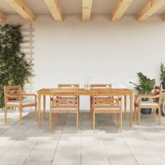 vidaXL Set mobilier grădină cu perne albe, 7 piese, lemn masiv de tec