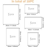 Set 25 de pungi impermeabile pentru imbracaminte Wuzun, 5 dimensiuni diferite, plastic, transparent