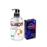 Pachet pentru cupluri: Lubrifiant anal pe bază de apă LUBIDO, 250 ml + Prezervative DUREX Intense, 10 buc
