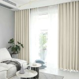 Set draperie din catifea blackout cu rejansa transparenta cu ate pentru galerie, Madison, 150x230 cm, densitate 700 g/ml, Meringue, 2 buc