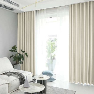 Draperie din catifea blackout cu rejansa transparenta cu ate pentru galerie, Madison, 150x260 cm, densitate 700 g/ml, Meringue, 1 buc foto