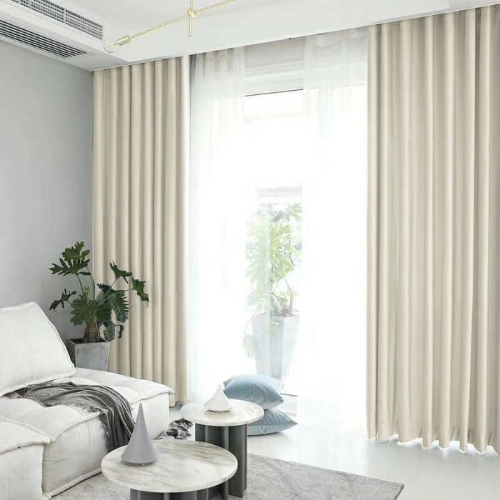 Draperie din catifea blackout cu rejansa transparenta cu ate pentru galerie, Madison, 150x260 cm, densitate 700 g/ml, Meringue, 1 buc