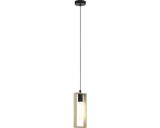Pendul Eglo Littleton, 1xE27, lemn natur, cablu ajustabil, 60W, sticla, galben, stil modern, inaltime 110cm
