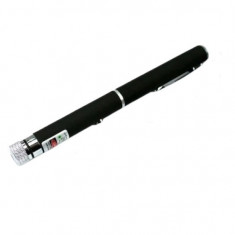 Laser pointer verde cu 5 capete interschimbabile, de tip pix, metalic, 500 mW, doua baterii AAA incluse, Negru foto