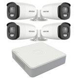 Sistem supraveghere video Hikvision 4 camere exterior ColorVu 5MP, lumina alba 40m, DVR 4 canale Hikvision SafetyGuard Surveillance
