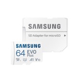 Samsung - Memory Card Evo Plus (MB-MC64KA/EU) - MicroSDXC with Adapter, 64GB, Class 10 / UHS-1 - White