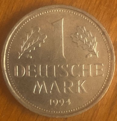 1 DEUTSCHE MARK 1994/MONEDA CIRCULATA IN STARE BUNA/SE VINDE PIESA DIN POZE,P foto
