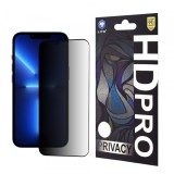 Folie de protectie Ecran Privacy Lito HD Pro pentru Apple iPhone 14 Plus / 13 Pro Max, Sticla Securizata, Full Glue