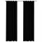 Perdele opace aspect panza, carlige, 2 buc., negru, 140x245 cm