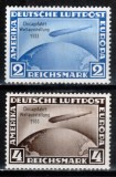 Germania Reich 1933, Mi #497 + 498, supratipar, zborul Graf Zeppelin la Expo Chicago, MNH! Cota 700 &euro;!