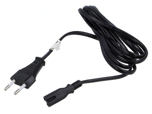 Cablu CEE 7/16 C mufă IEC C7 mamă 1,8m negru 2,5A PVC