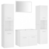 Cumpara ieftin Set mobilier de baie, alb, lemn prelucrat