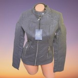 Geaca damă piele artificială, L, M, S, XL, XS, Gri