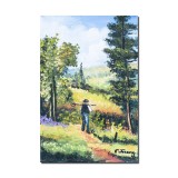 Tablou peisaj din natura pictat manual, Amintiri, 30x20cm ulei pe panza, Constantin Feraru
