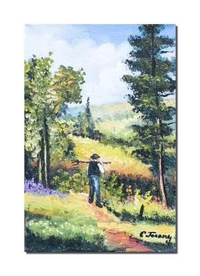 Tablou peisaj din natura pictat manual, Amintiri, 30x20cm ulei pe panza, Constantin Feraru foto