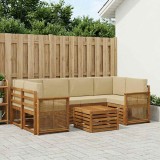vidaXL Set de canapele de exterior cu pernă 7 pcs Natural și Bej 3384089