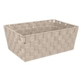 Cos de depozitare cu model impletit, Bej, Cadru metalic, 38x26x15cm, CMCLASS