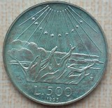 Moneda Argint Italia 500 Lire 1965 Dante Alighieri Ag .835
