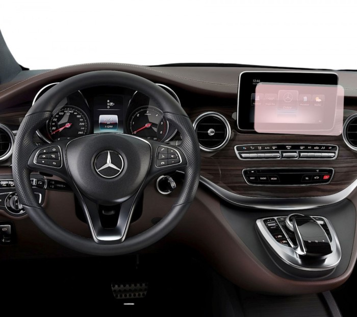 Folie protectie display navigatie Duragon, din silicon, pentru Mercedes V-Class (W447) 2014-2019, transparenta, anti-shock, kit instalare