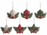 Set 6 ornamente brad Craciun textil multicolor cm 13 x 10,5 H