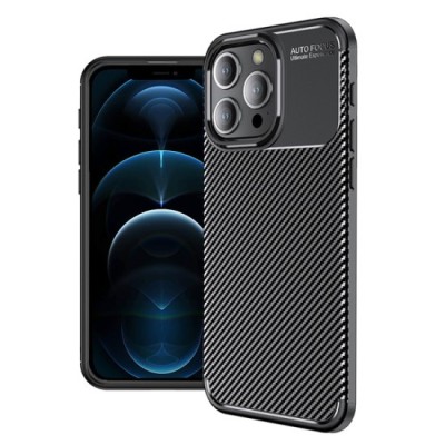 Husa pentru iPhone 12 Pro Max - Techsuit CarbonFiber - Black foto