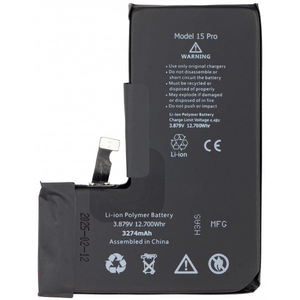 Acumulator Apple iPhone 15 Pro, cu integrare Banda Flex BMS (nu necesita sudare contacte)