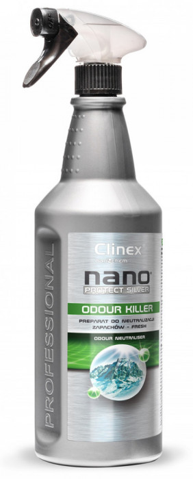 Clinex Nano Protect Odour Killer - Fresh, 1 Litru, Cu Pulverizator, Odorizant Lichid - Neutralizeaza