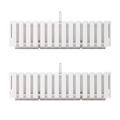 Set 2 jardiniere decorative cu suport metalic, sistem irigare,​​​​​​​ alb, 58x18x16.2 cm, Boardee Fencycase W foto