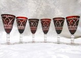SET PAHARE CRISTAL COLORAT RUBIN - PAHARE TUICA 9.5 CM