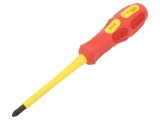 Șurubelniță Izolată BM GROUP Pozidriv PZ2, Lamă 100mm, L.Totală 210mm, Conformă EN 60900, VDE