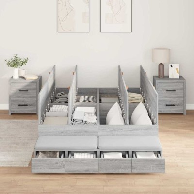 vidaXL Cadru de pat cu depozitare sonoma gri 236.5 x 120 x 31.5 cm 3335634 foto
