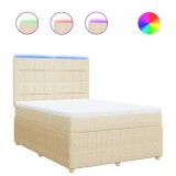 Cumpara ieftin Pat box spring cu saltea, crem, 140x200 cm, textil