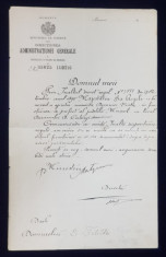 SCRISOARE DE NUMIRE IN POSTUL DE PREFECT AL JUDETULUI MUSCEL , ADRESATA DE MINISTRUL DE INTERNE DOMNULUI D. FILITTI , DATATA 1895 foto