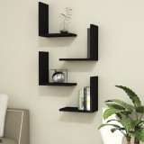 Set 4 bucati raft de perete, en.casa, Broby S, 30 x 30 x 16 cm, pal, 18 mm, negru, cu accesorii montare HausGarden Leisure, [en.casa]