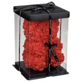 Urs Decorativ din Trandafiri Mici Rosii, 23 cm, CMCLASS