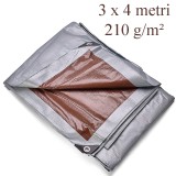 Prelata ranforsata impermeabila 3x4 m, densitate 210g/mp, protectie UV+, ochiuri otel 12 mm, PE