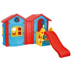 Casuta cu tobogan pentru copii Pilsan Double Happy House blue foto